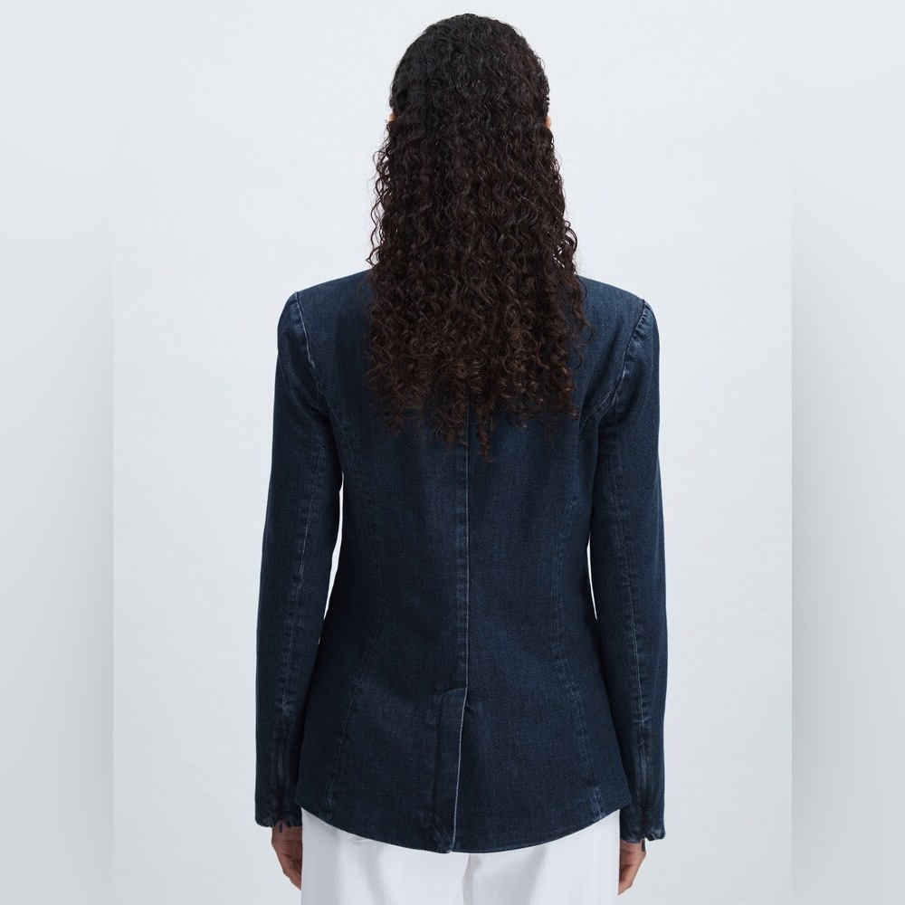 Good American DENIM SCULPTED BLAZER IN NAVY Size XS - Picture 4 of 8
